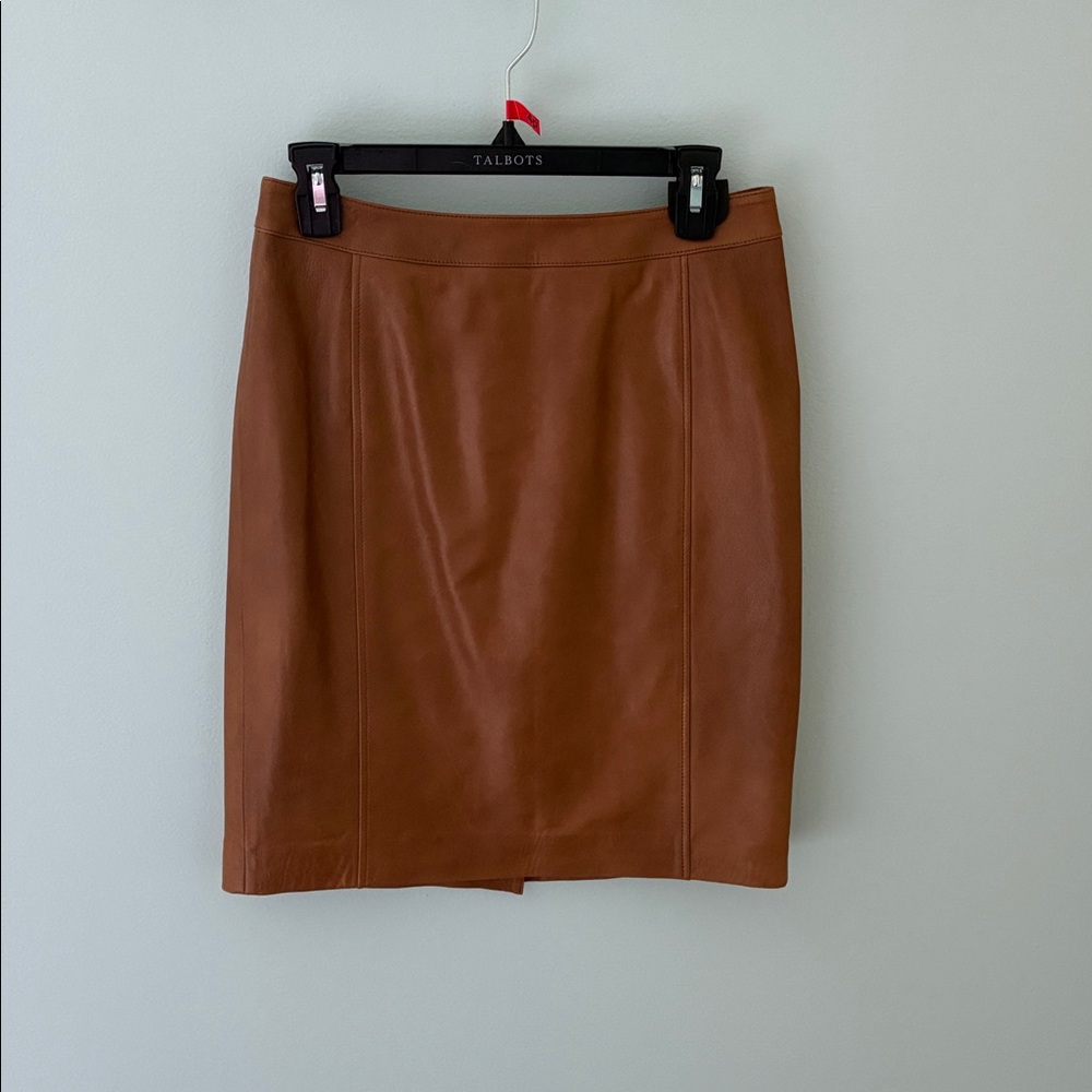 Leather skirt, Talbots, size 4P, caramel color